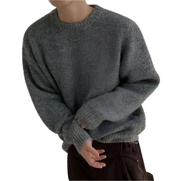 Lässiger, lockerer Pullover mit Rundhalsausschnitt
