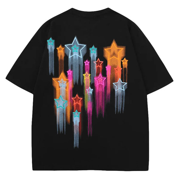 Graphic Colorful Stars Oversized T-Shirt