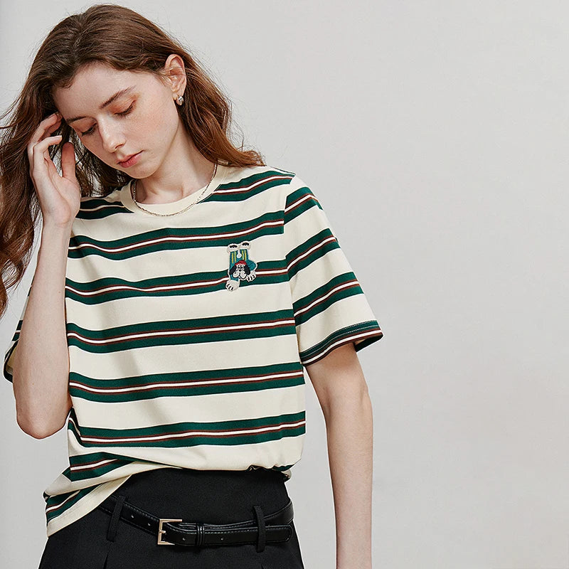 VILZSTUDIOS Striped Summer Cotton Women T-Shirt