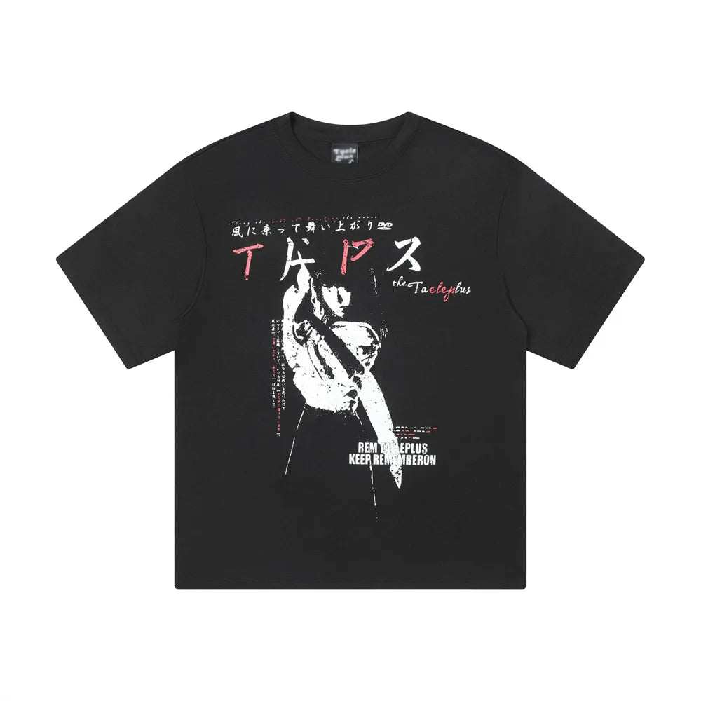 VILZSTUDIOS Retro Cartoon Portrait Print Loose T-Shirt