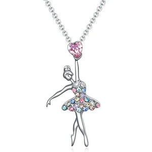 VILZSTUDIOS Crystal Zircon Charm Dancing Ballerina Necklace