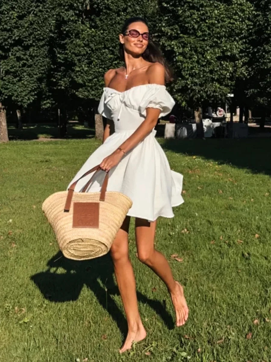 VILZSTUDIOS Elegant One Shoulder Puff Sleeve Dress