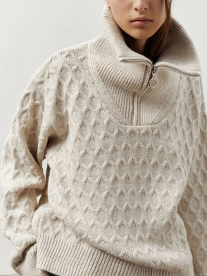 VILZSTUDIOS Chunky Cable Knit Turtleneck Sweater