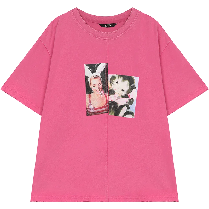 VILZSTUDIOS Retro Printed Loose Casual T-Shirt