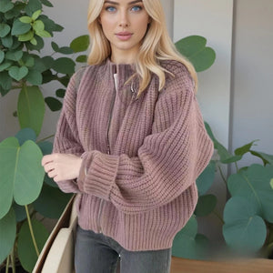VILZSTUDIOS Chic Oversized Zipped-Up Cardigan
