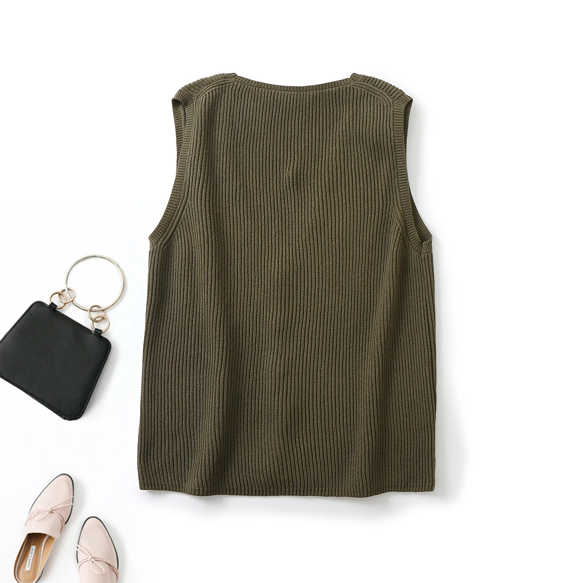 VILZSTUDIOS Cotton Knitted V-Neck Vest