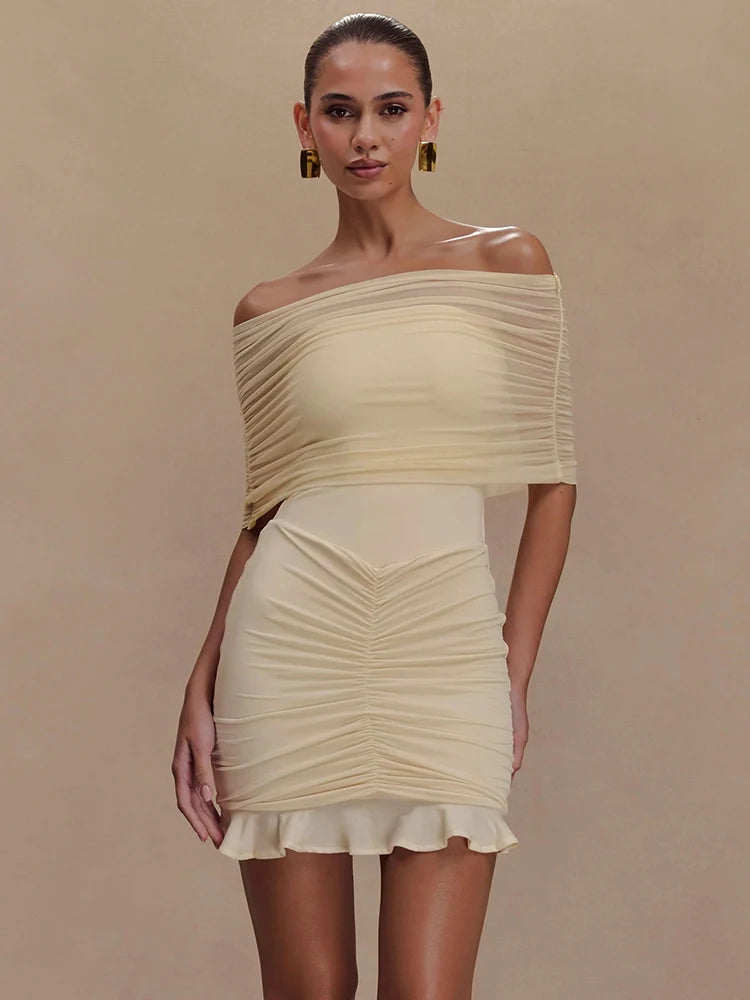 VILZSTUDIOS Sultry Ruffled Mesh Maxi& Mini Dress