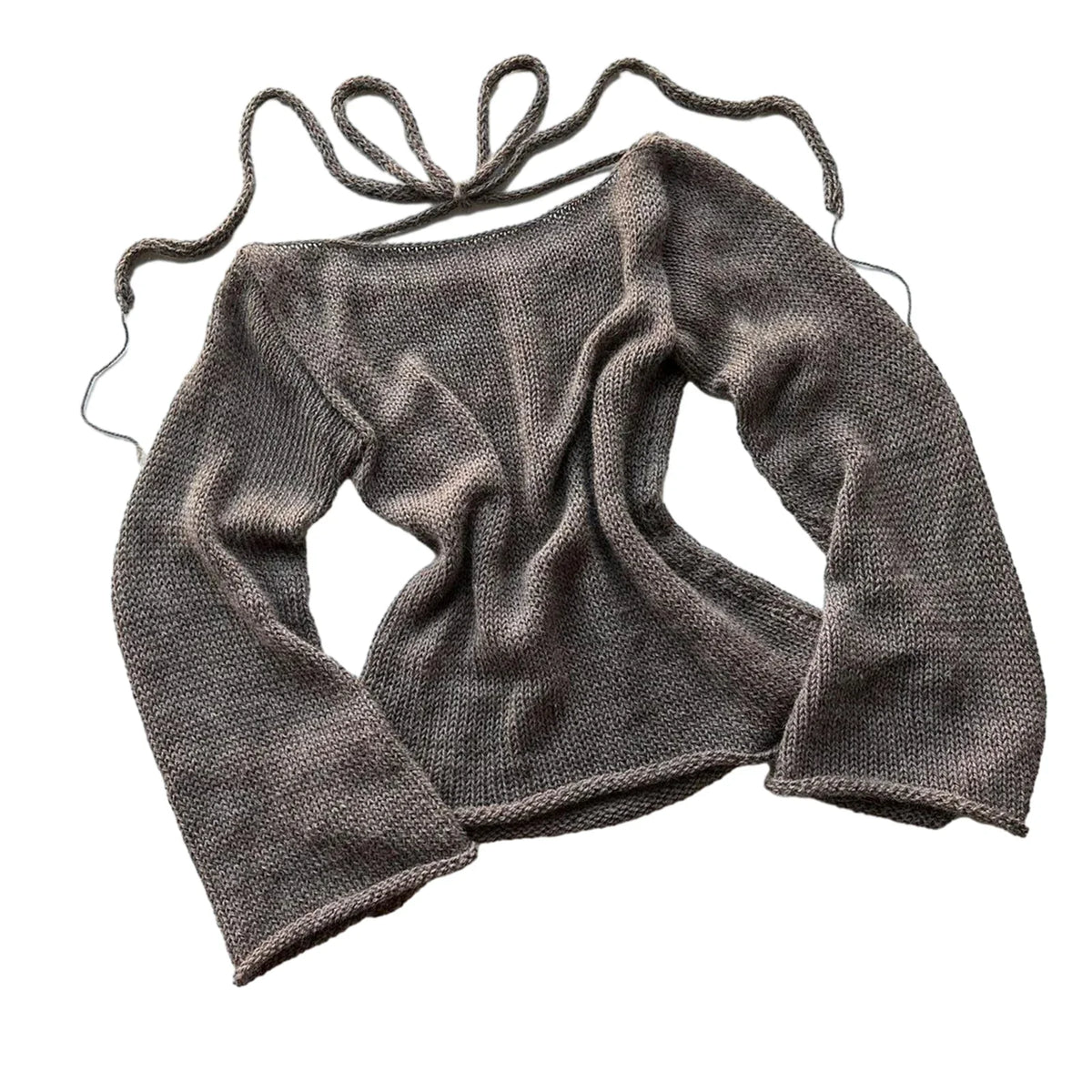 VILZSTUDIOS Backless Knit Boat Neck Knitted Top