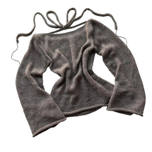 VILZSTUDIOS Backless Knit Boat Neck Knitted Top