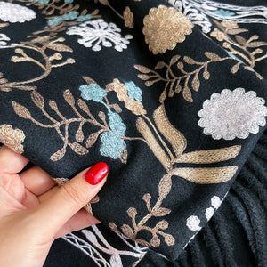 VILZSTUDIOS New Winter Warm Cashmere Scarf for Women Embroidery Pashmina Blanket Thick Shawl Wrap Neckerchief Fashion Bufanda Echarpe Poncho