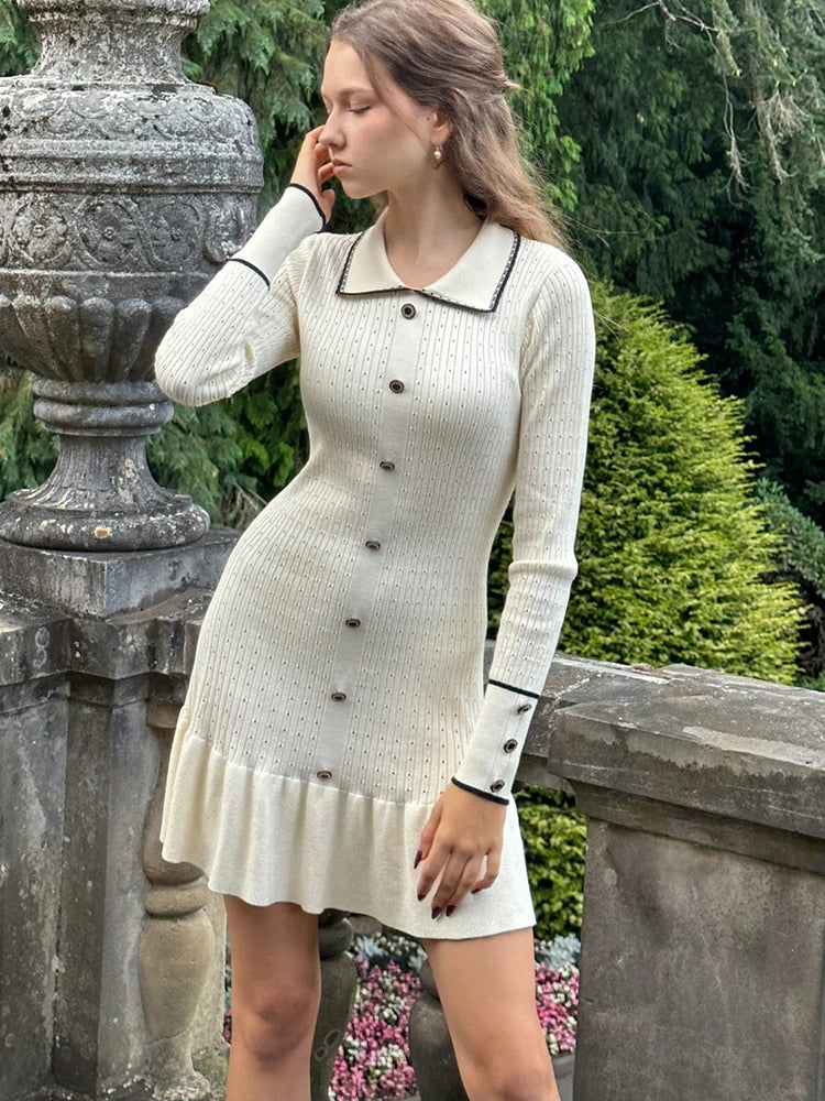 VILZSTUDIOS Elegant Knitted Button Down Dress