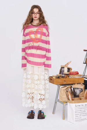 VILZSTUDIOS Contrast Stripe Knit Long Sleeve Top