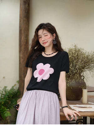 VILZSTUDIOS Colorful Flower Knitted T-Shirt