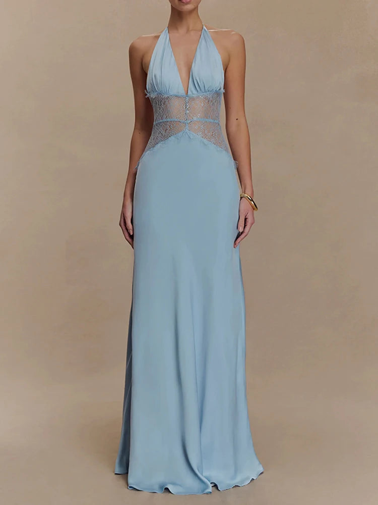 VILZSTUDIOS Backless Elegant Lace Maxi Dress
