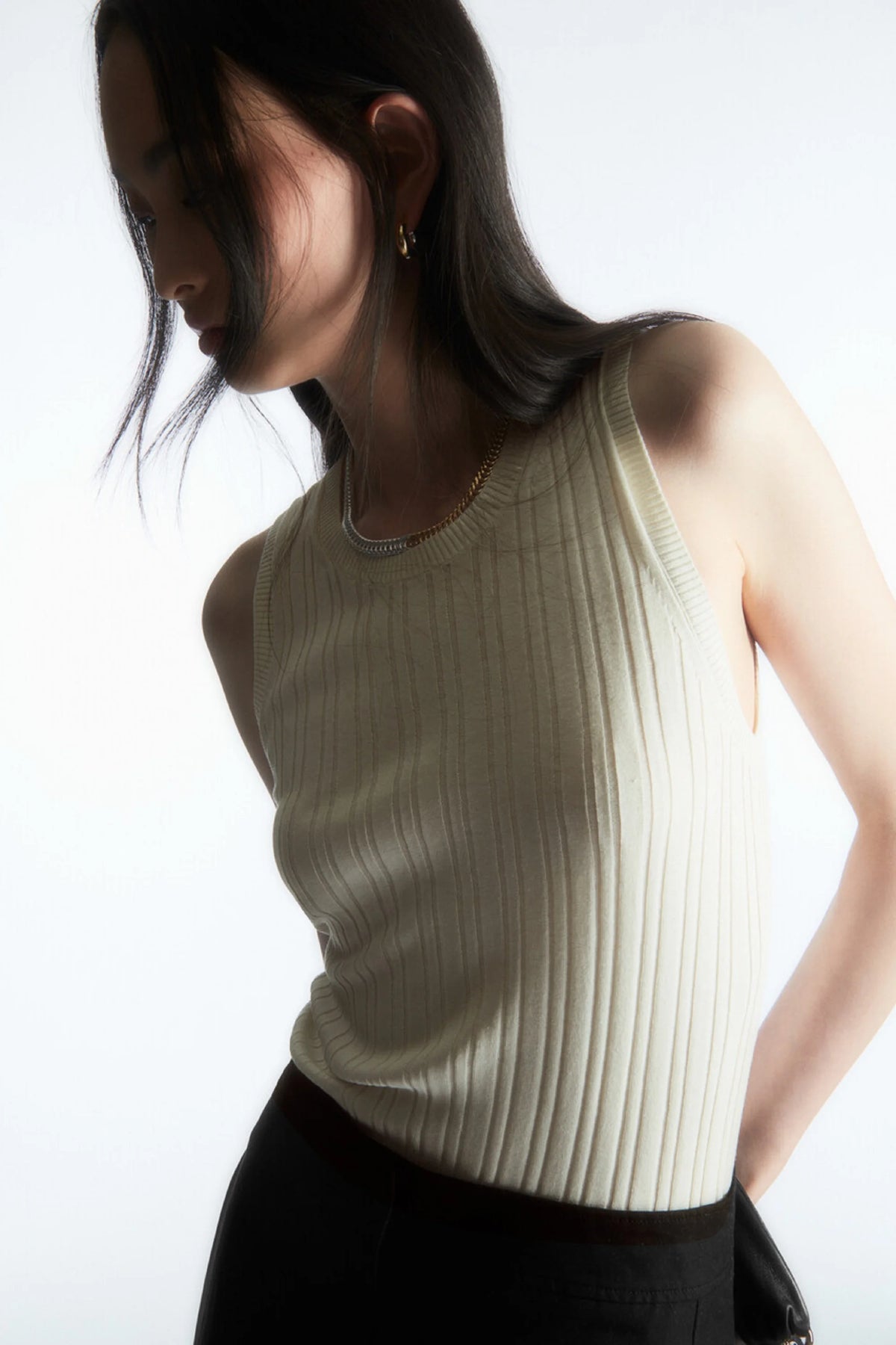 VILZSTUDIOS Striped Silk Blend Tank Top