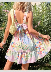 VILZSTUDIOS Floral Strapless Bow Back Dress