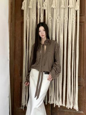 VILZSTUDIOS Brown Plaid Oversized Shirt