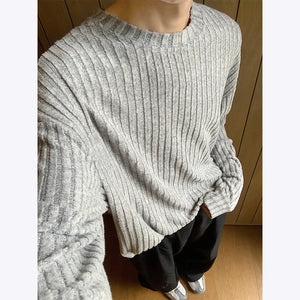 VILZSTUDIOS Oversized Striped Casual Long-Sleeved Sweater