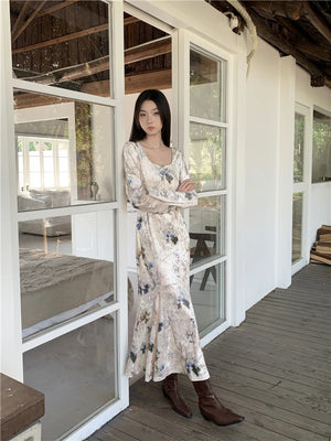 VILZSTUDIOS Glitter Velvet Square Neck Mermaid Dress
