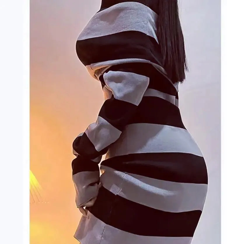 VILZSTUDIOS Flattering Striped Bodycon Mini Dress Spring