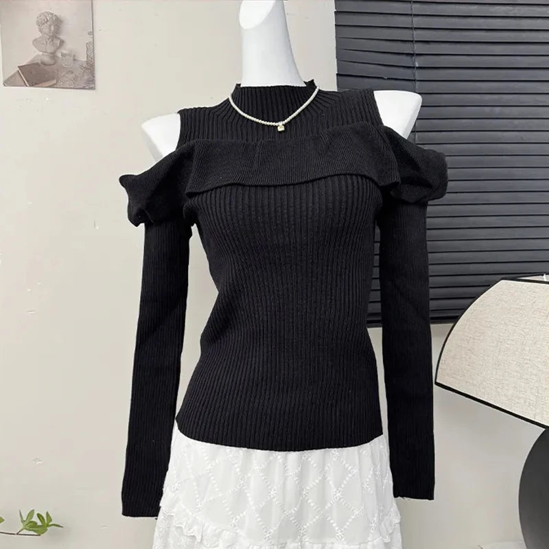 VILZSTUDIOS Chic Slim Ruffled Sweater