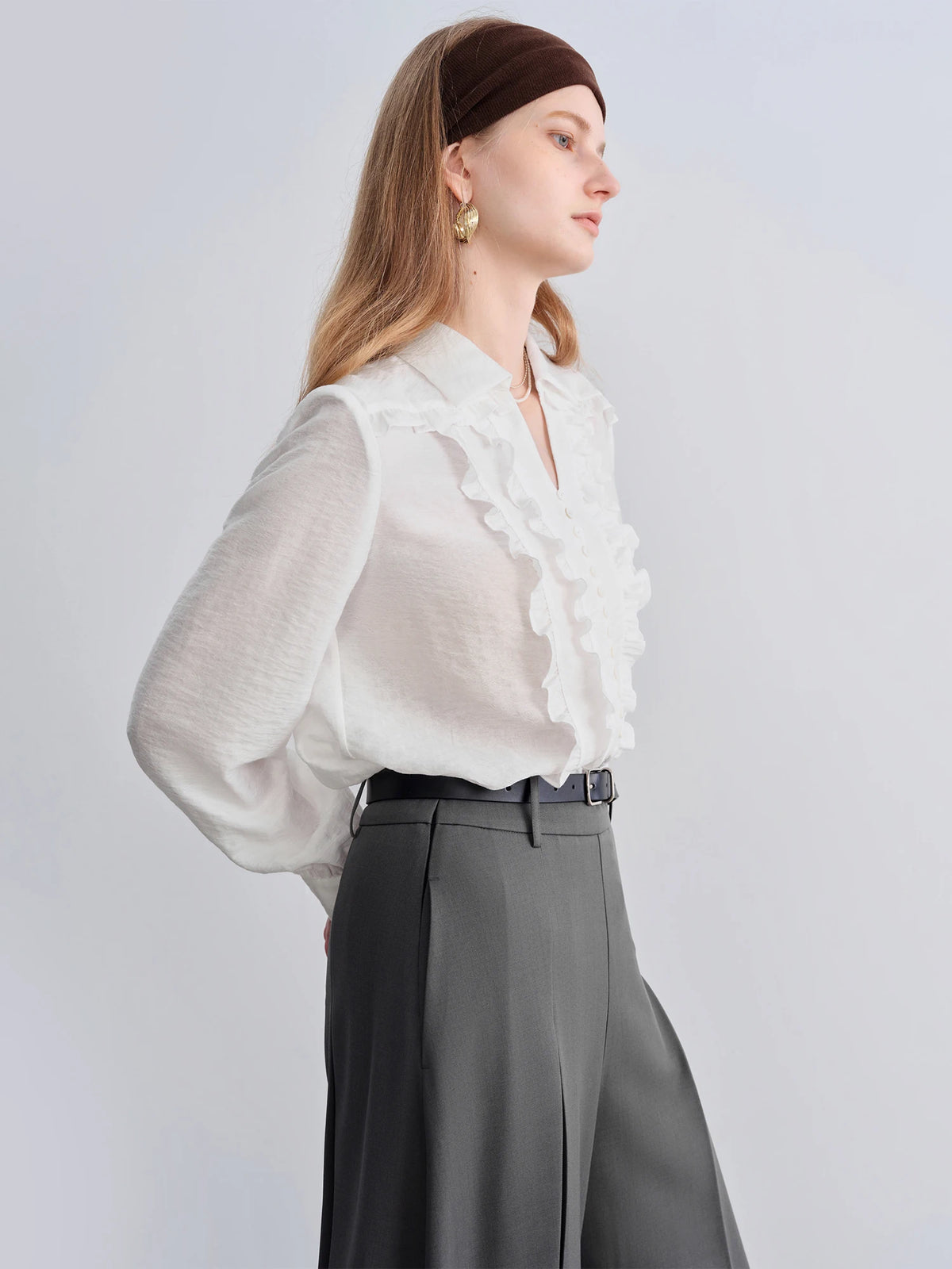VILZSTUDIOS Elegant French Inspired White Lace Blouse