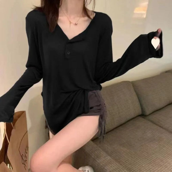 Korean Long Sleeve Buttoned Top