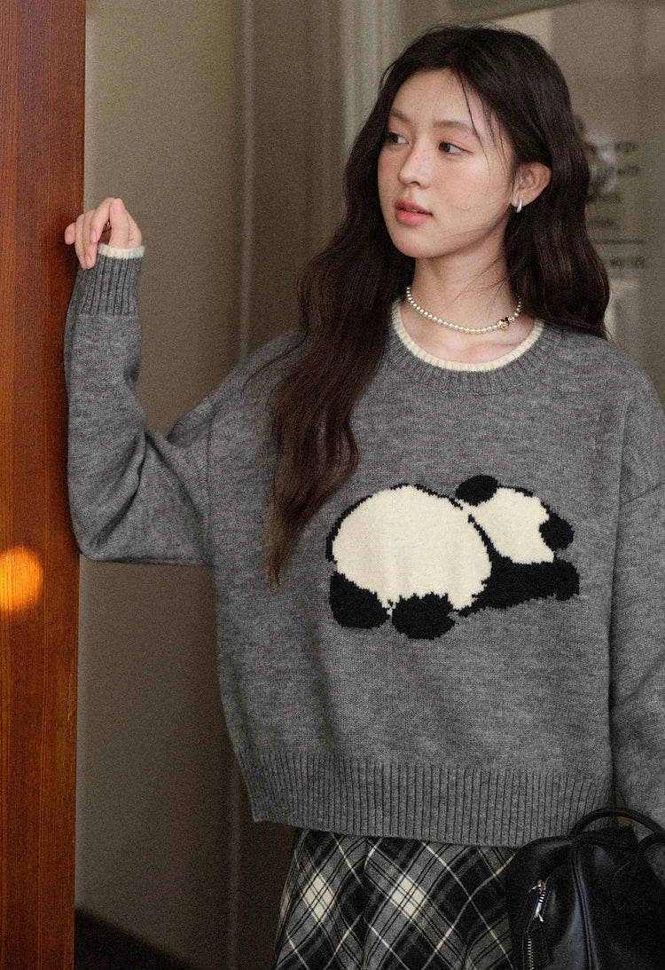 VILZSTUDIOS Cozy Knitted Panda Sweater