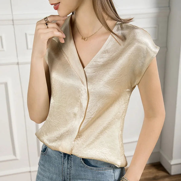Elegant Satin Sleeveless Blouse
