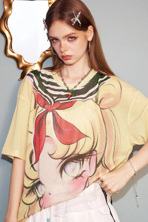 VILZSTUDIOS Sweet Animated Printed Loose T-Shirt
