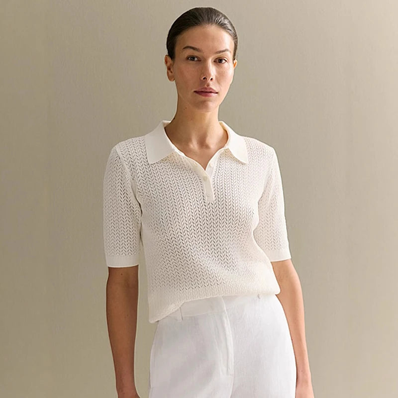 VILZSTUDIOS Casual Short Sleeve Knitted T-shirt