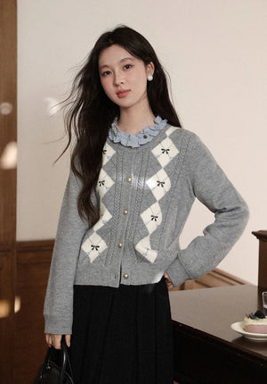 VILZSTUDIOS Grey Metallic Button Knitted Cardigan