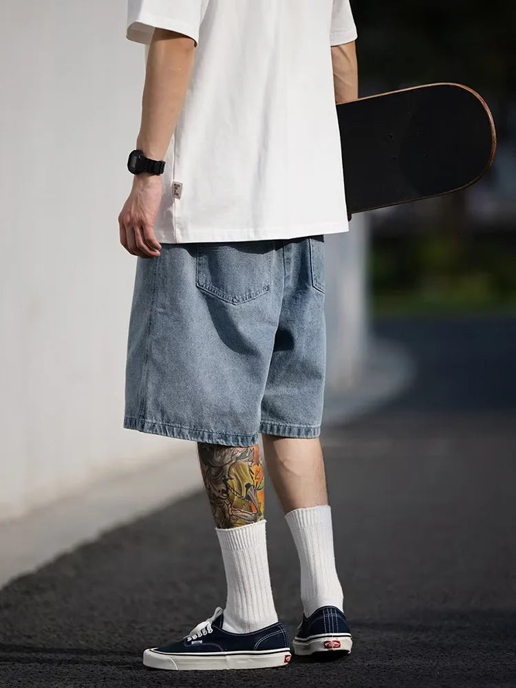 VILZSTUDIOS Blue Oversize Baggy Denim Short