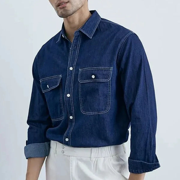 Langärmliges Jeanshemd mit Fronttaschen