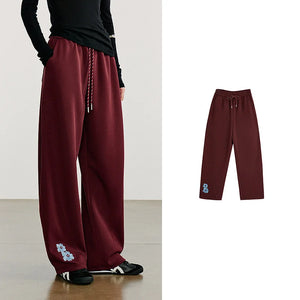 VILZSTUDIOS Green Velvet Embroidered Drawstring Sweatpants