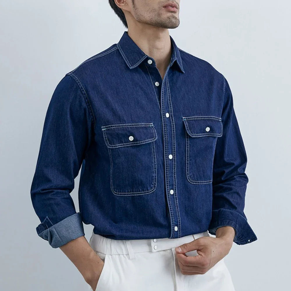 VILZSTUDIOS Front Pockets Long-Sleeve Denim Shirt