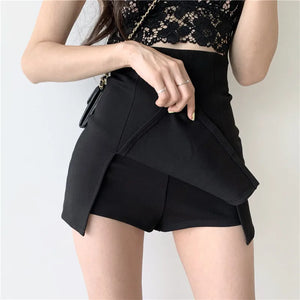 VILZSTUDIOS Black Sexy Split Shorts Skirt Pants