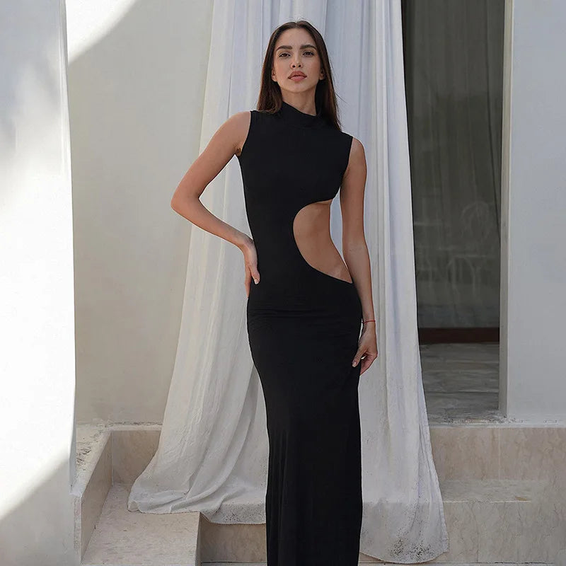 VILZSTUDIOS Sexy Cryptographic Cut Out Maxi Dress