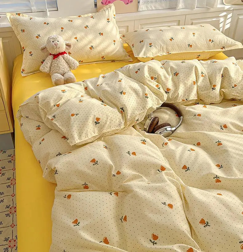 VILZSTUDIOS Soft Cherry Floral Duvet Cover Bedding Set
