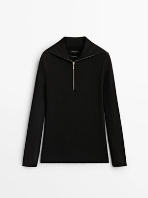 VILZSTUDIOS Knitted Turtleneck Zip-Up Sweater