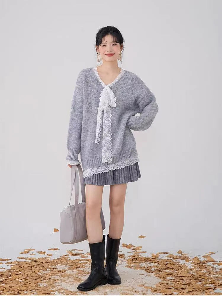 VILZSTUDIOS Sweet Lolita Lace Knit Sweater