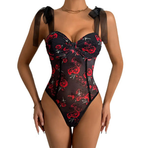 VILZSTUDIOS Sleeveless Lace-Up Bodysuit Sexy Lingerie