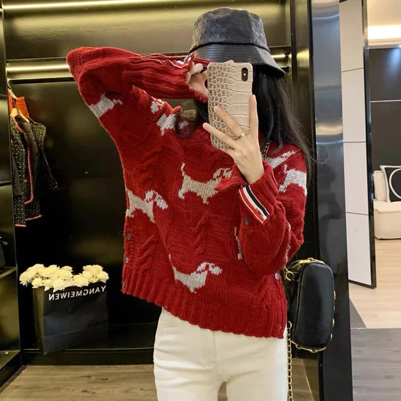 VILZSTUDIOS Cozy Dog Jacquard Sweater