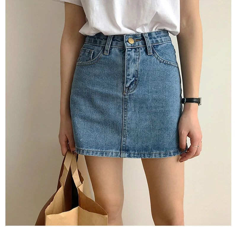 VILZSTUDIOS Retro Slim Mini Denim Skirt