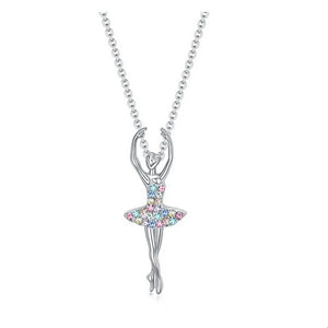 VILZSTUDIOS Crystal Zircon Charm Dancing Ballerina Necklace