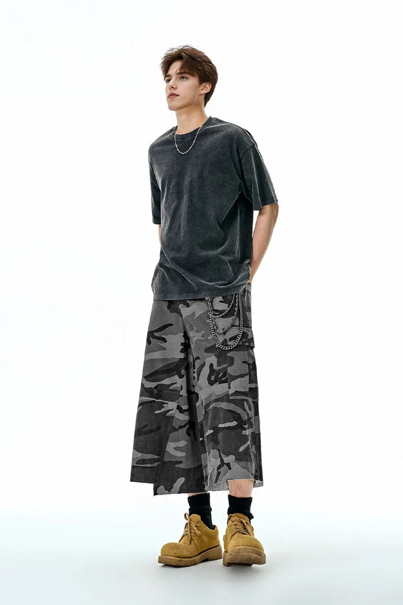VILZSTUDIOS Trendy Plaid Camo Cargo Jorts