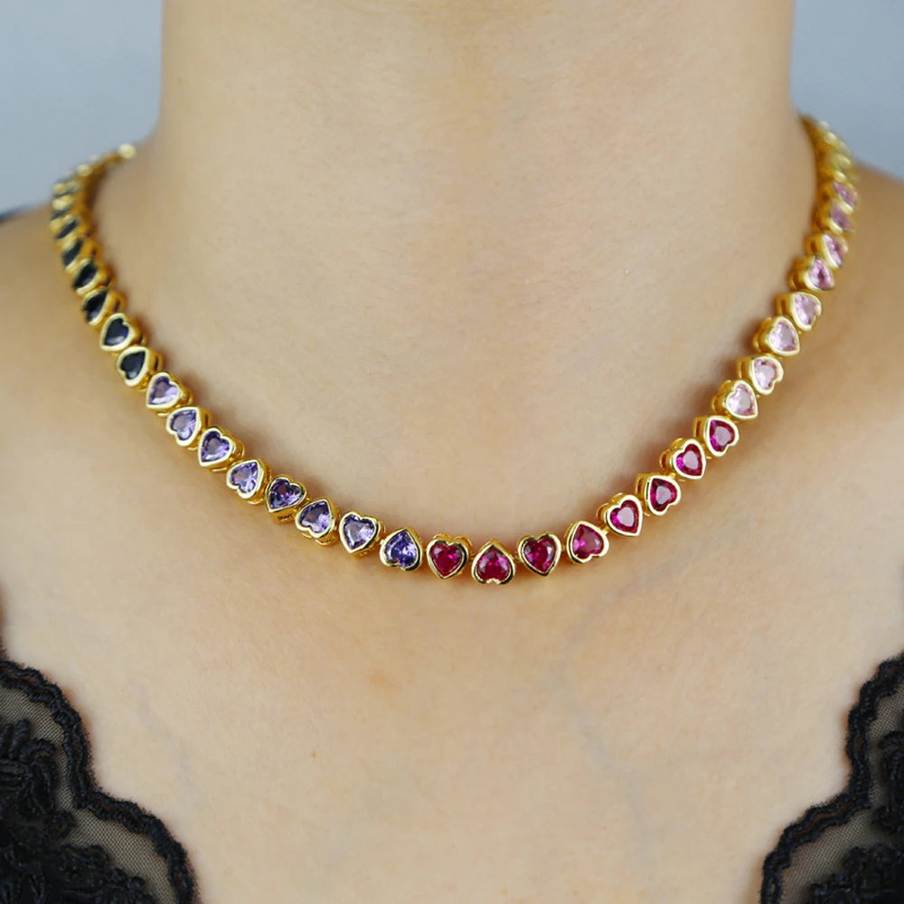 VILZSTUDIOS Heart Tennis Chain Necklace