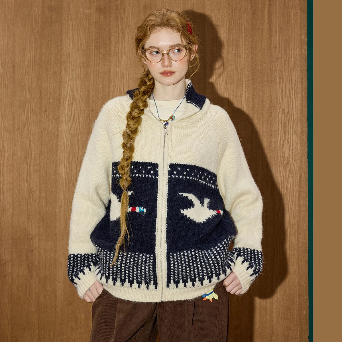 VILZSTUDIOS Cozy Vintage Jacquard Cardigan