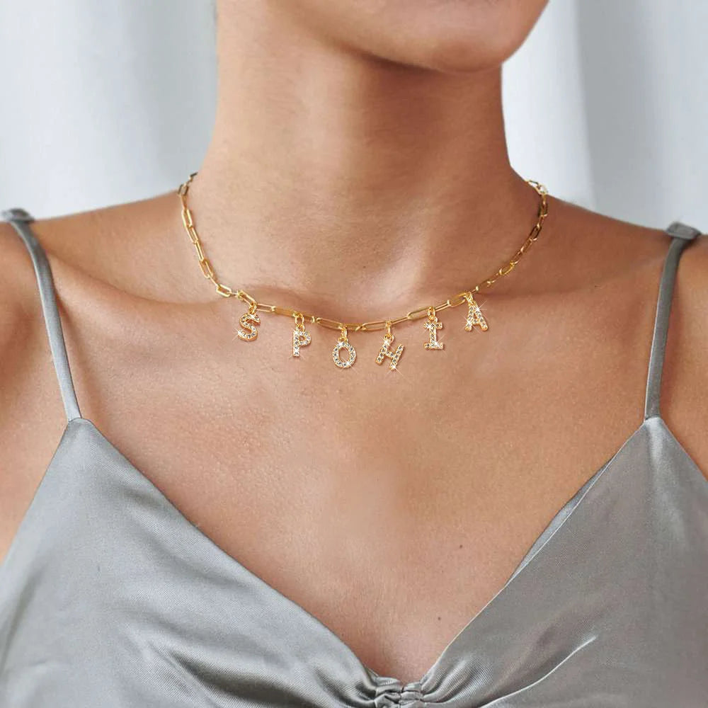 VILZSTUDIOS Personalized Initial Name Stainless Steel Necklace