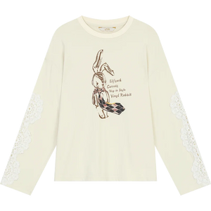 VILZSTUDIOS Cozy Loose Fit Rabbit Print Long Sleeve Top